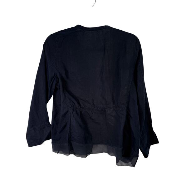 Eileen Fisher 100% Linen Navy Blue Open Front Jacket Lagenlook Womens Small - Picture 7 of 7